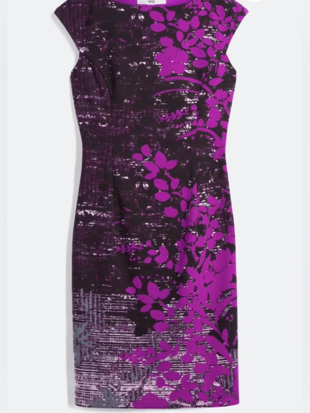 Wisp Petite 12 Purple Floral Sheath Dress Cap Sleeve Work Office Career